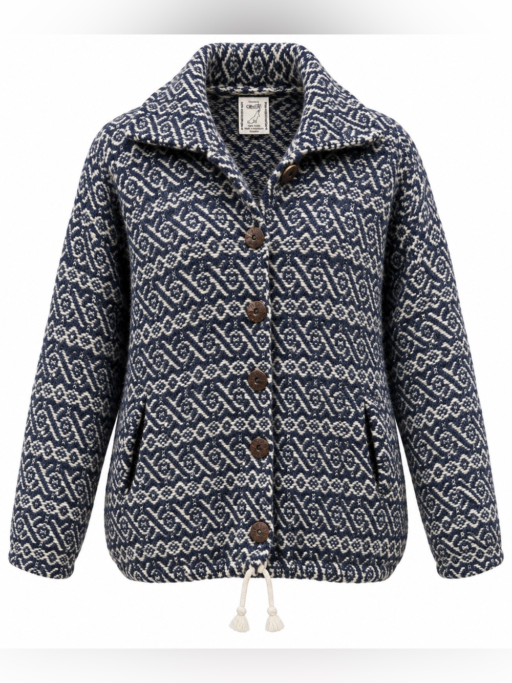 Vintage 80s Creations Conejo Ecuador 100% Wool Andean Sweater Jacket